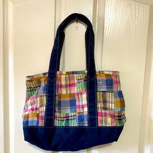 J Crew vintage madras plaid tote
